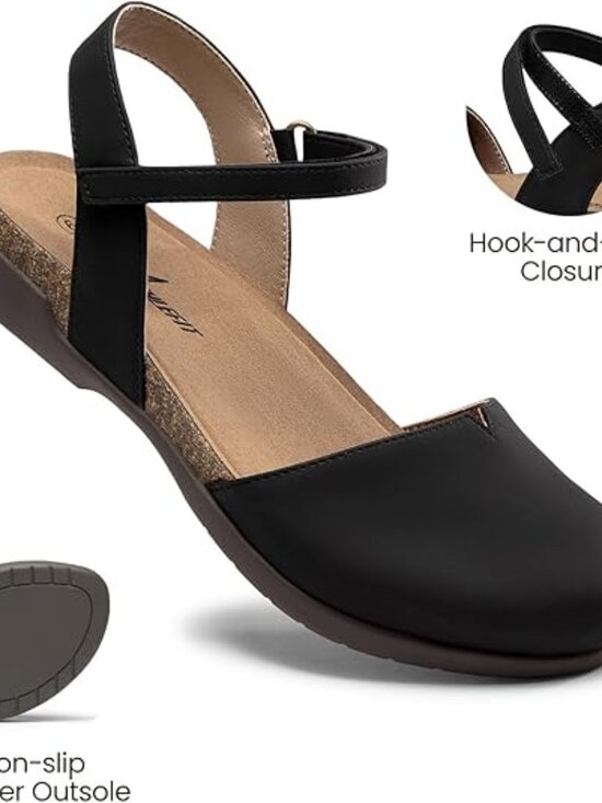 Women\'s Closed Toe Sandals Comfort Cork Footbed‎ Arch Support Flat Sandals